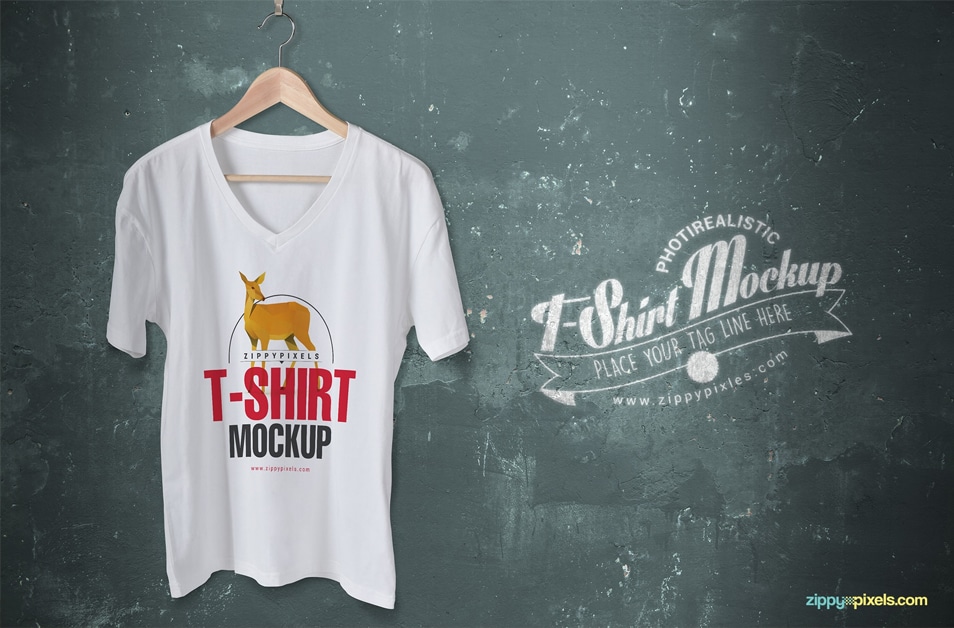 Download Trendy Free V-Neck T-Shirt Mockup » CSS Author