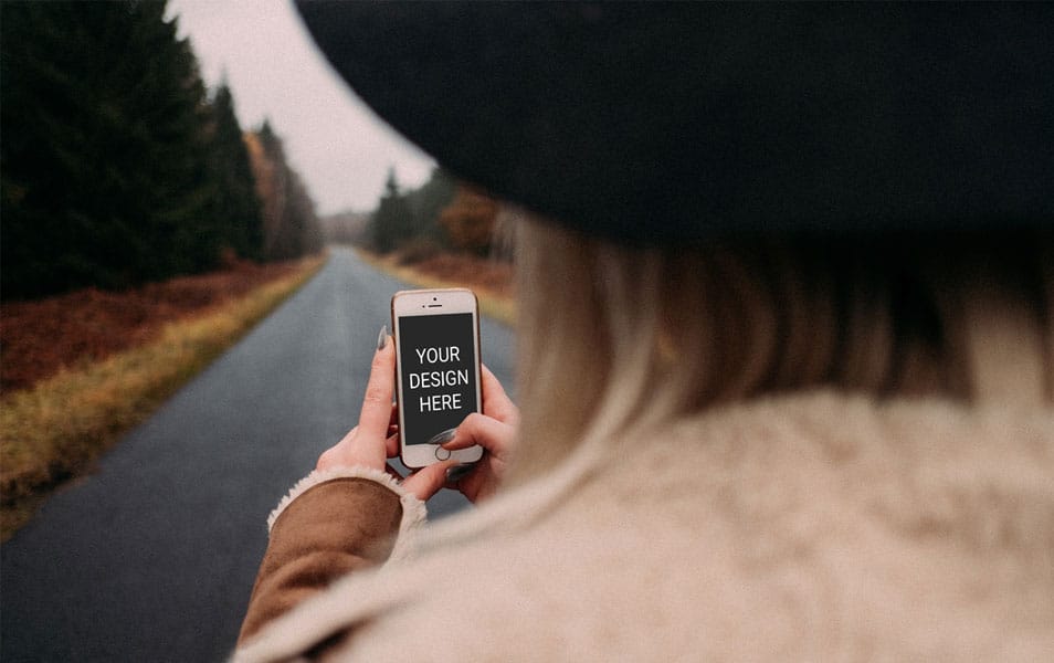 Download Woman Holding IPhone Mockup » CSS Author