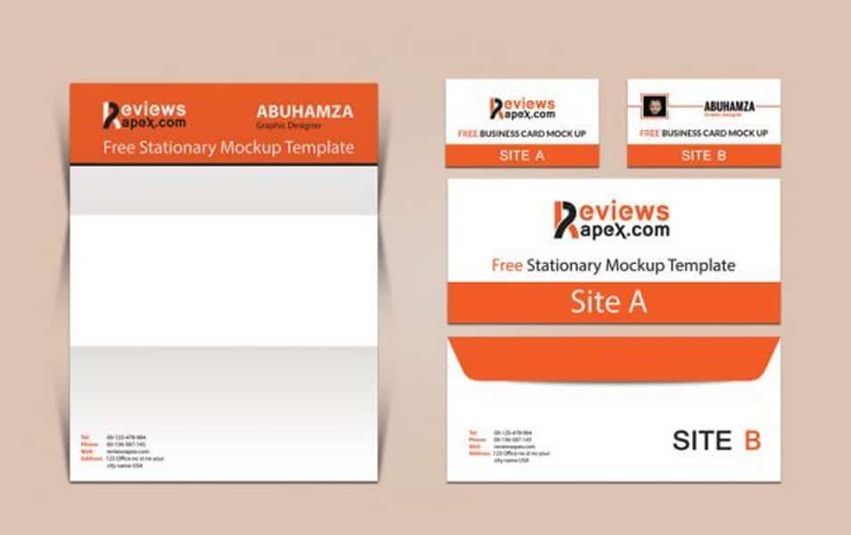 Download Brand Identity Business Card, Letterhead & Envelope Mockup ... PSD Mockup Templates