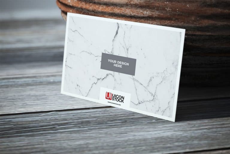 Download Free Texture Paper Business Card On Wooden Table Mockup ...