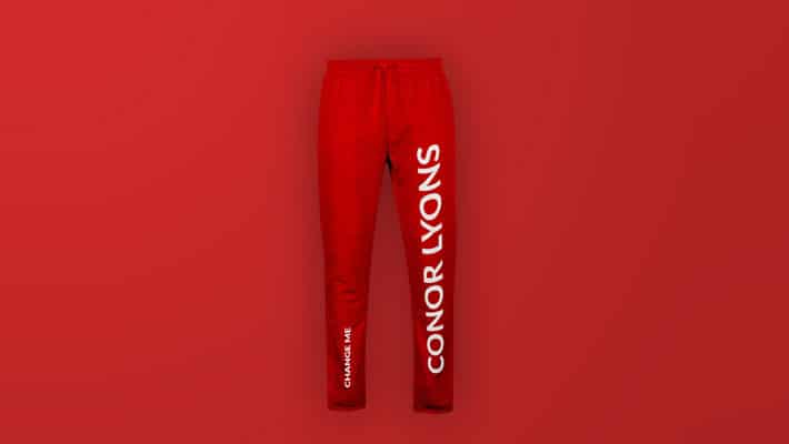 red white and black joggers