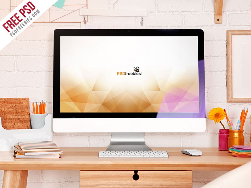 IMac Desktop Workspace Mockup Free PSD » CSS Author