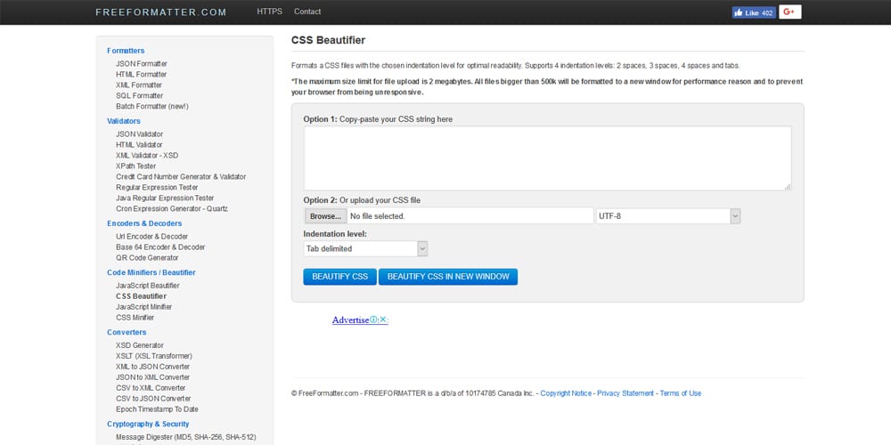 Free Formatter CSS Beautifier