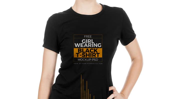 Download Free Girl Wearing Black T-Shirt Mock-up PSD » CSS Author