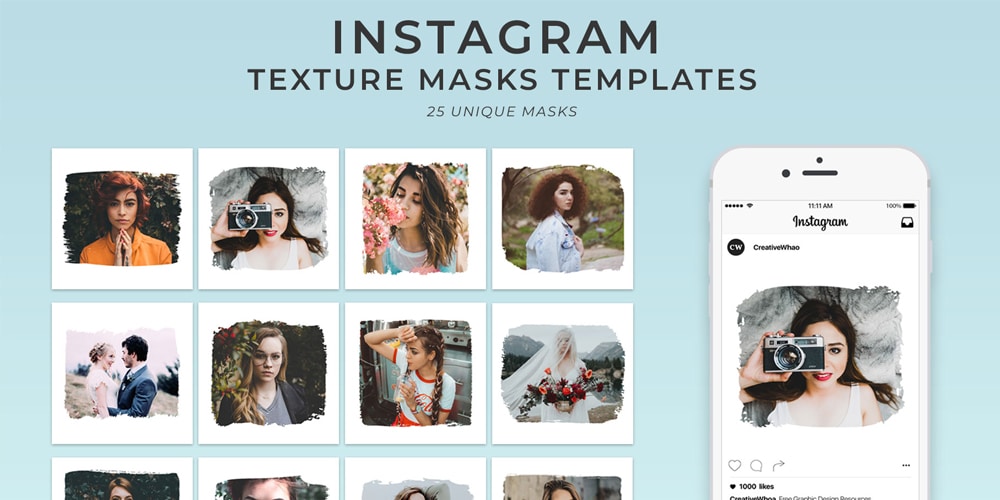 Free Textured Instagram Mask Templates PSD