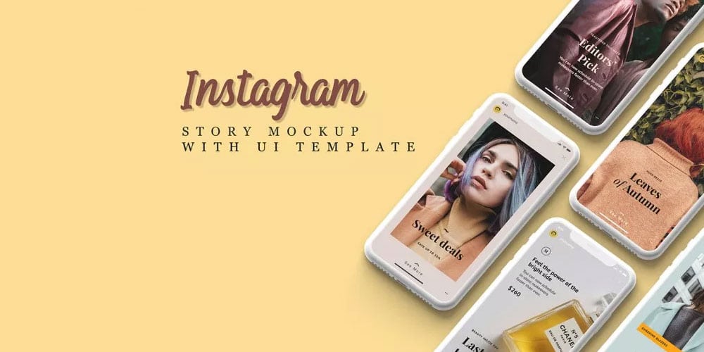 Instagram Story Mockup With UI Template PSD
