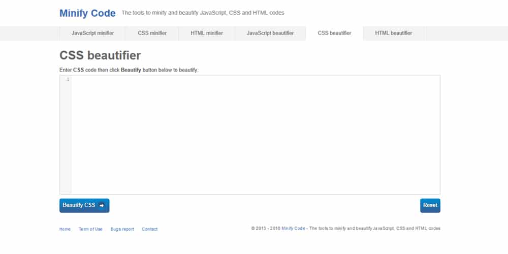 Minify Code CSS Beautifier