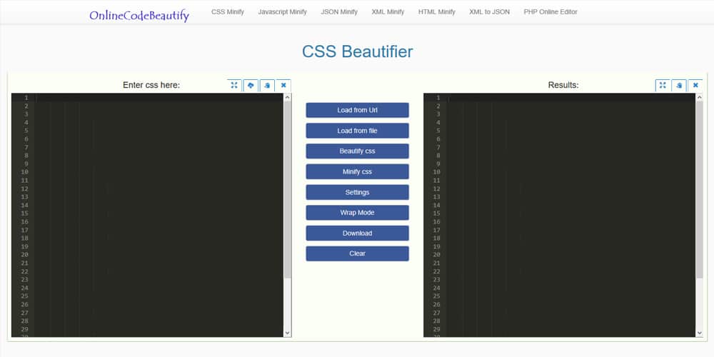 Online Code Beautify CSS Beautifier