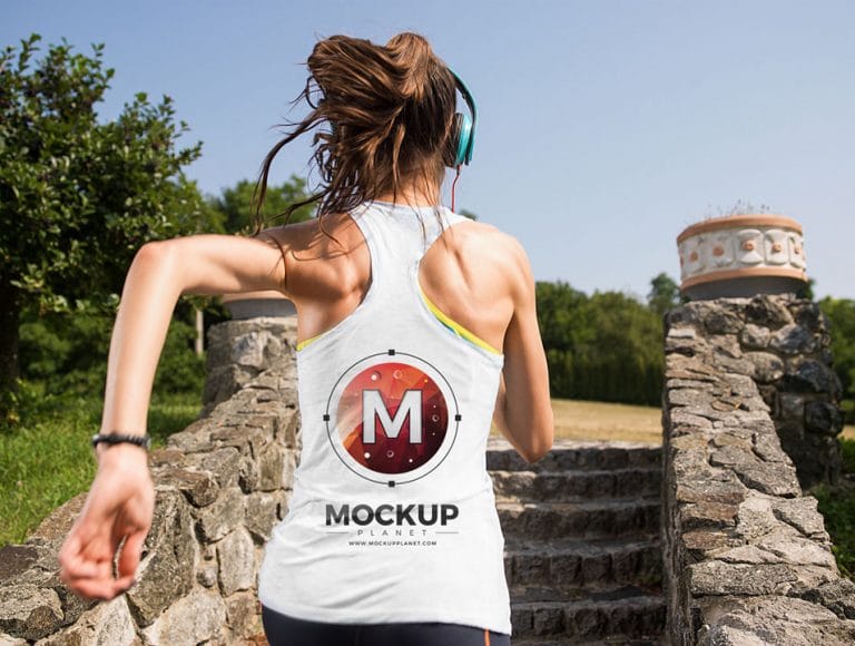 Download Running Girl Tank Top Backside Mockup For Logo Branding ...