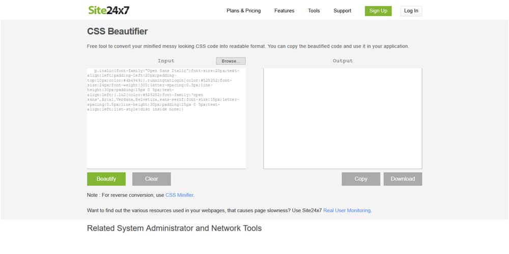 Site24x7 CSS Beautifier