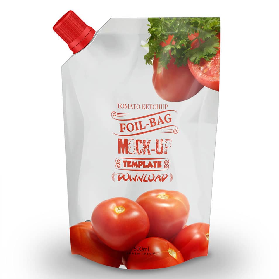 Download Tomato Ketchup Foil Bag PSD Mockup » CSS Author