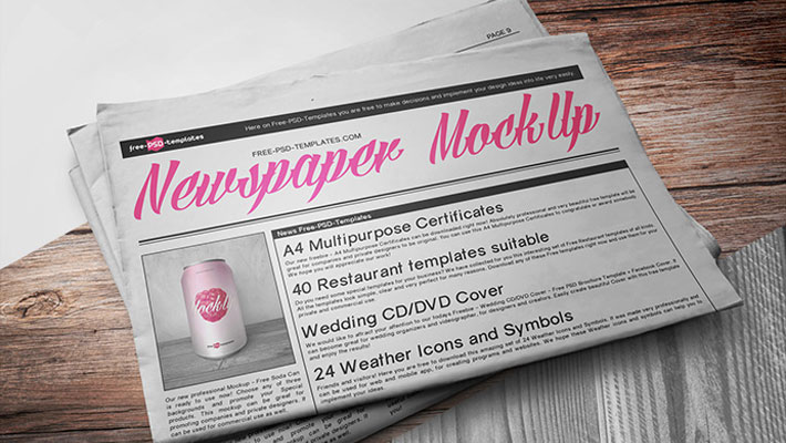 Download Free Newspaper Mock Up In Psd Css Author PSD Mockup Templates