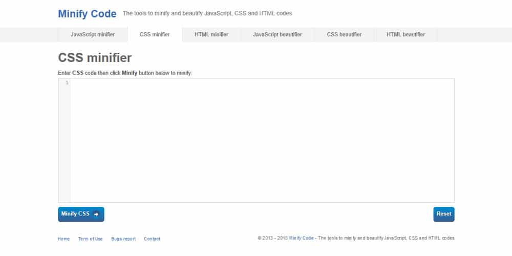 Minify Code CSS Minifier