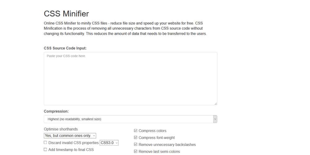 Online CSS Minifier