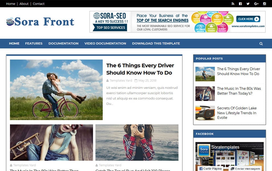 Sora Front Responsive Blogger Template