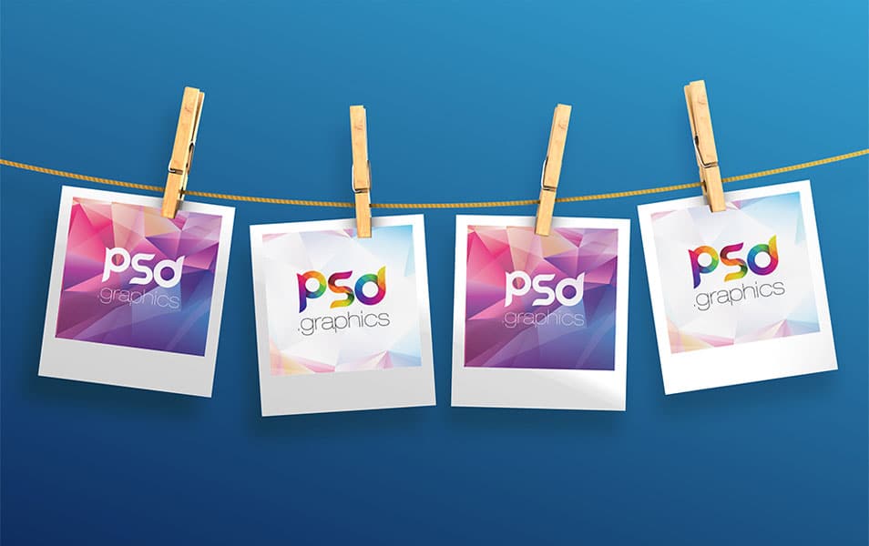 Download Hanging Polaroid Photos Mockup Free PSD » CSS Author