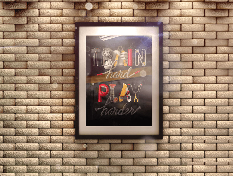 Download Poster In 3D Frame On Brick Wall Mock-up » CSS Author