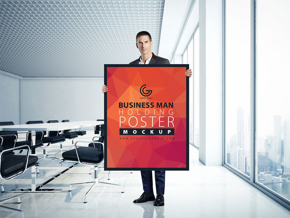 Download Business Man Holding Poster Mockup » CSS Author