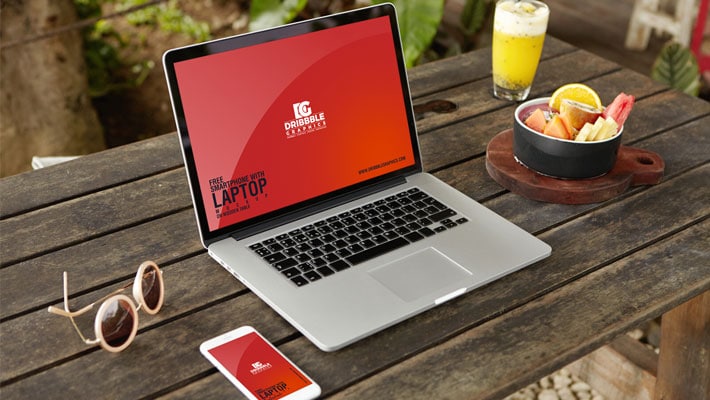 Download Free Smartphone With Laptop Mockup On Wooden Table » CSS ...