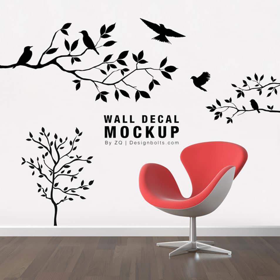 Free Wall Decal / Sticker Mockup PSD » CSS Author