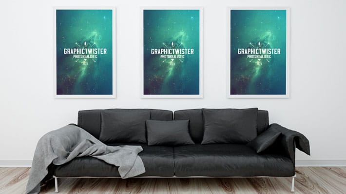 Download Triple Poster Frame With Sofa Mockup » CSS Author