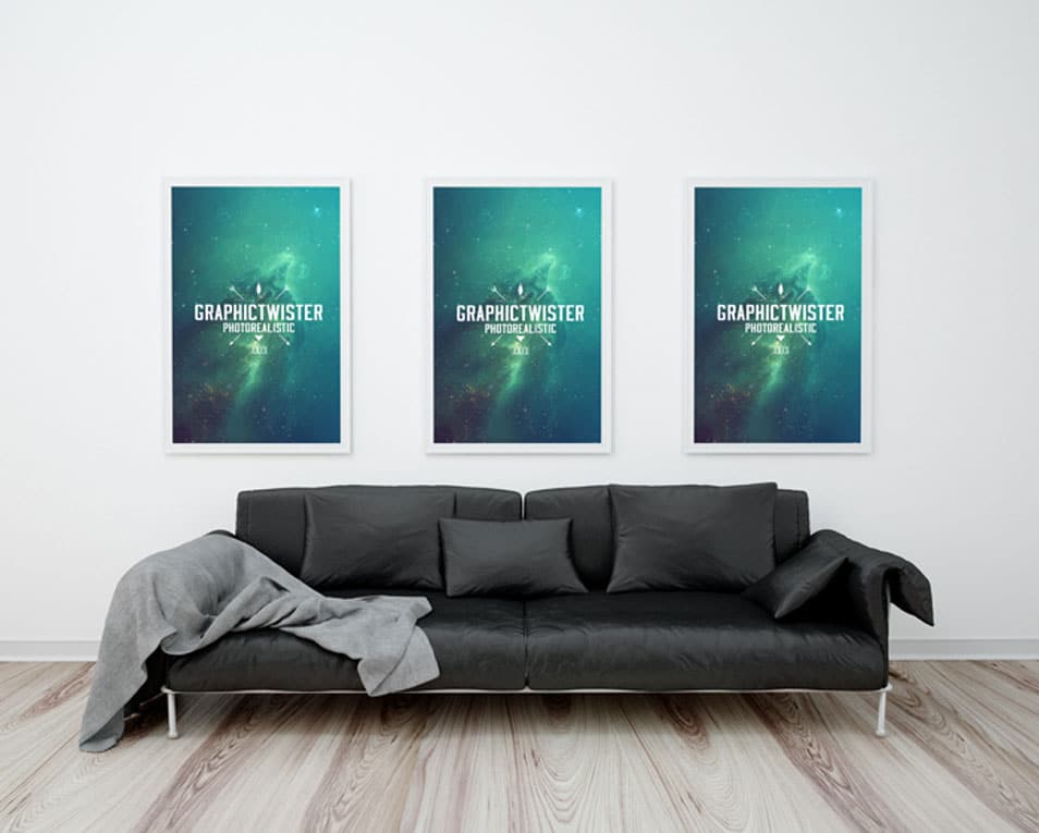 Download Triple Poster Frame With Sofa Mockup » CSS Author