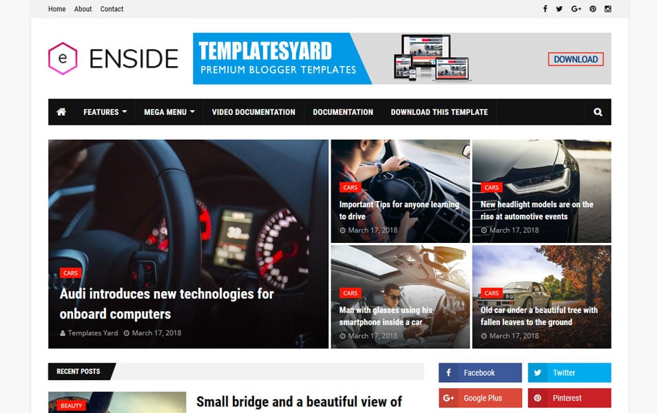 Enside Responsive Blogger Template