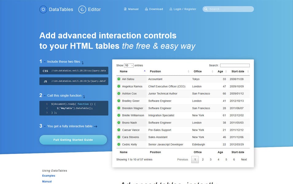 DataTables - jQuery Table Plugins