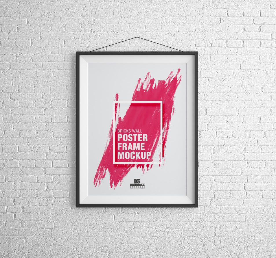 Download Free Bricks Wall Poster Frame Mockup PSD » CSS Author