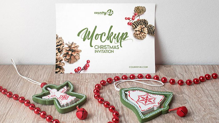 Download Free Christmas Invitation PSD MockUp In 4k » CSS Author PSD Mockup Templates