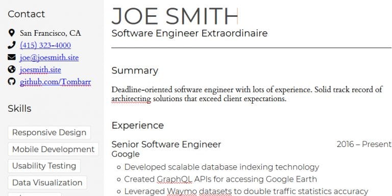 20+ Free HTML Resume Templates 2020 » CSS Author