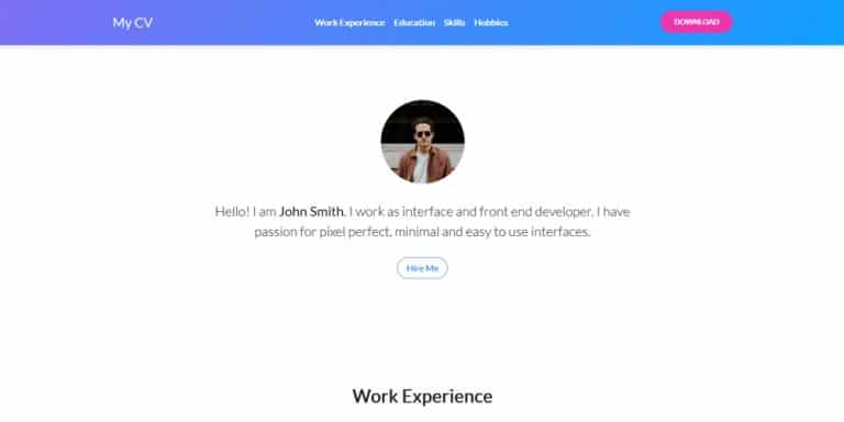 20+ Free HTML Resume Templates 2020 » CSS Author