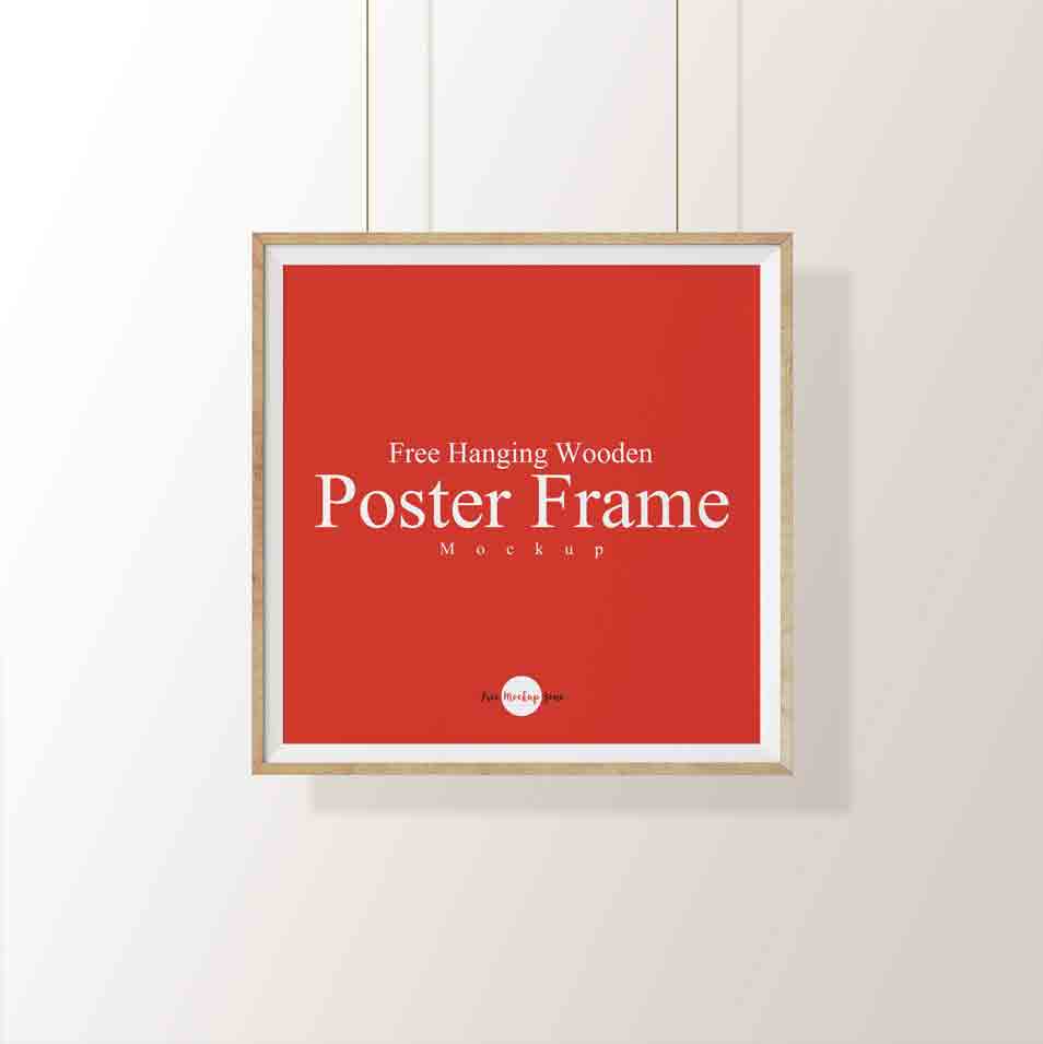 Free Hanging Wooden Poster Frame Mockup » CSS Author