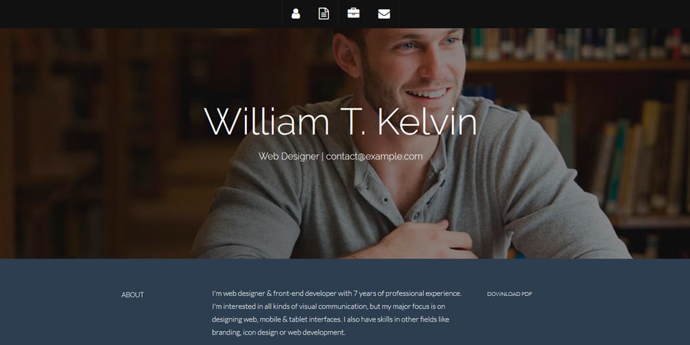 Más de 20 plantillas de currículum HTML gratuitas 2020 8 Plantilla de currículum de Kelvin Bootstrap