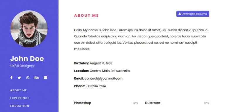 20 Free HTML Resume Templates 2020