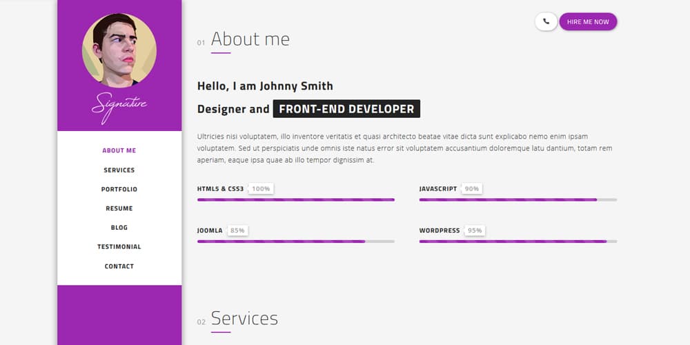 Bootstrap Resume Template Free from cssauthor.com