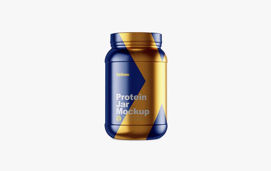 Download 2lb Protein Jar In Metallic Shrink Sleeve Mockup Css Author Yellowimages Mockups