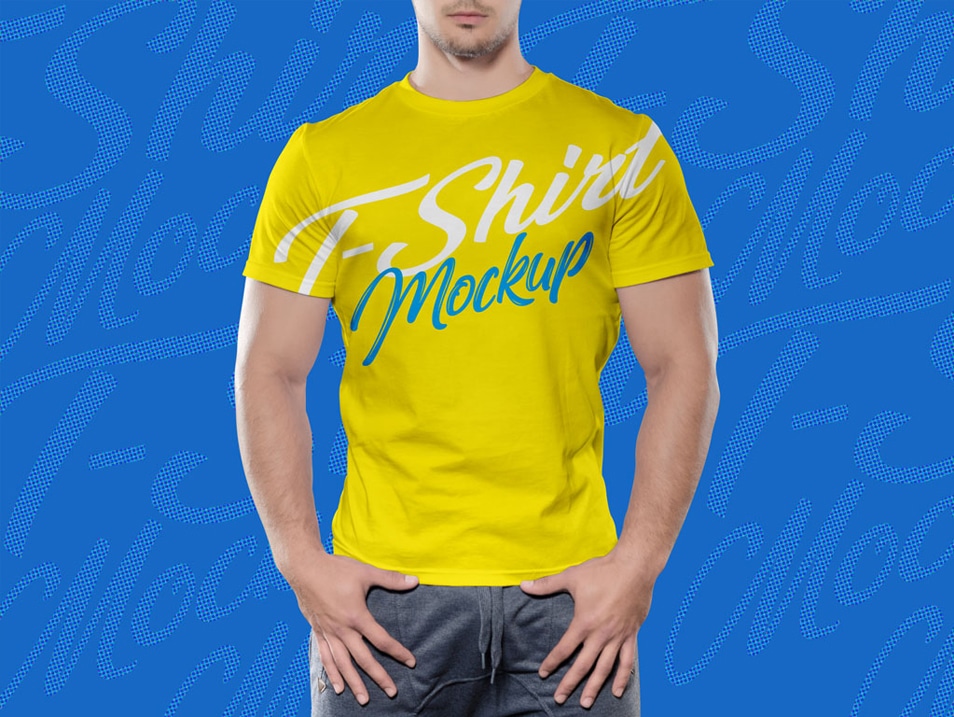 Free Fit Man Half Sleeves Tshirt Mockup PSD » CSS Author