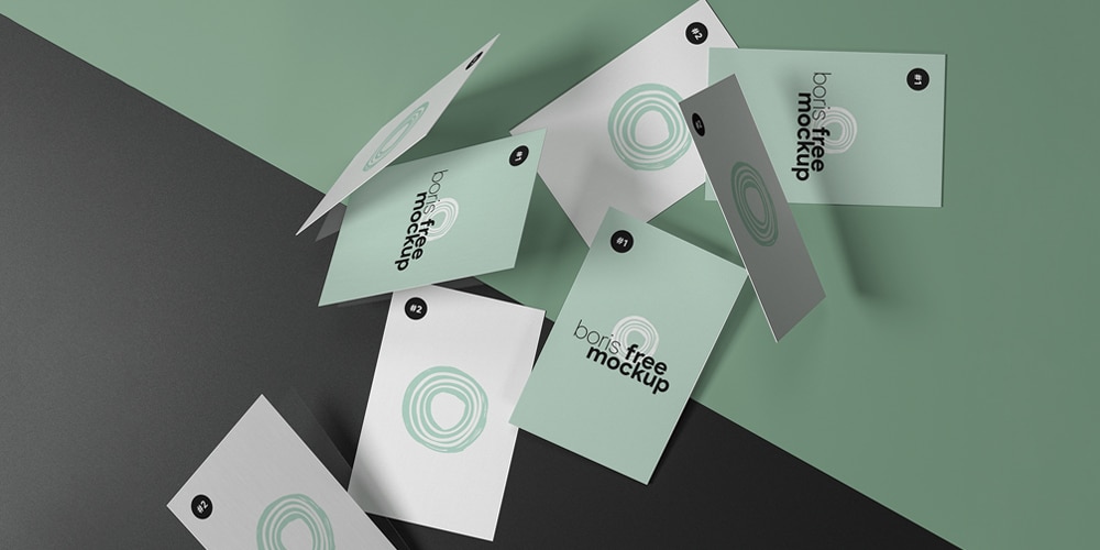 Falling Business Cards Mockup