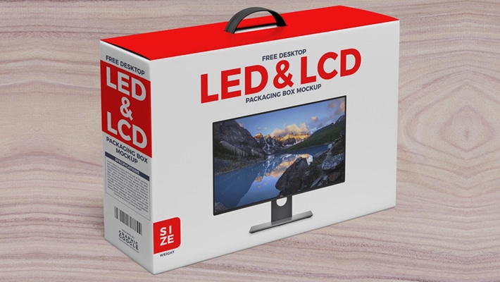 Download Free Desktop LCD & LED Packaging Box With Handle Mockup ...