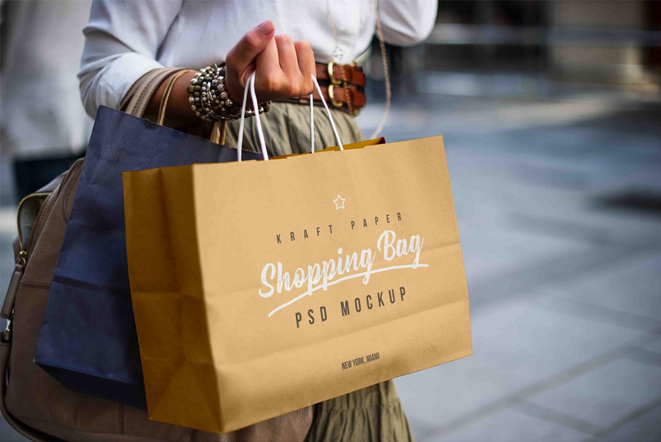 Download Free Female Holding Kraft Paper Shopping Bag Mockup PSD » CSS Author