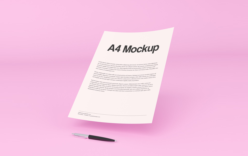 Download Free Floating A4 Paper PSD Mockup » CSS Author