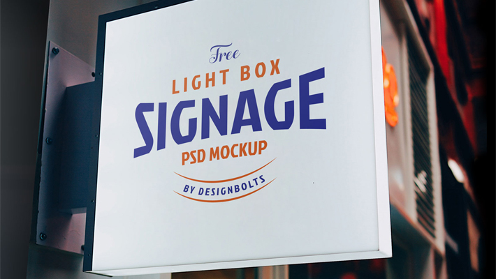 Download Free Light Box Signage Board Mockup PSD » CSS Author