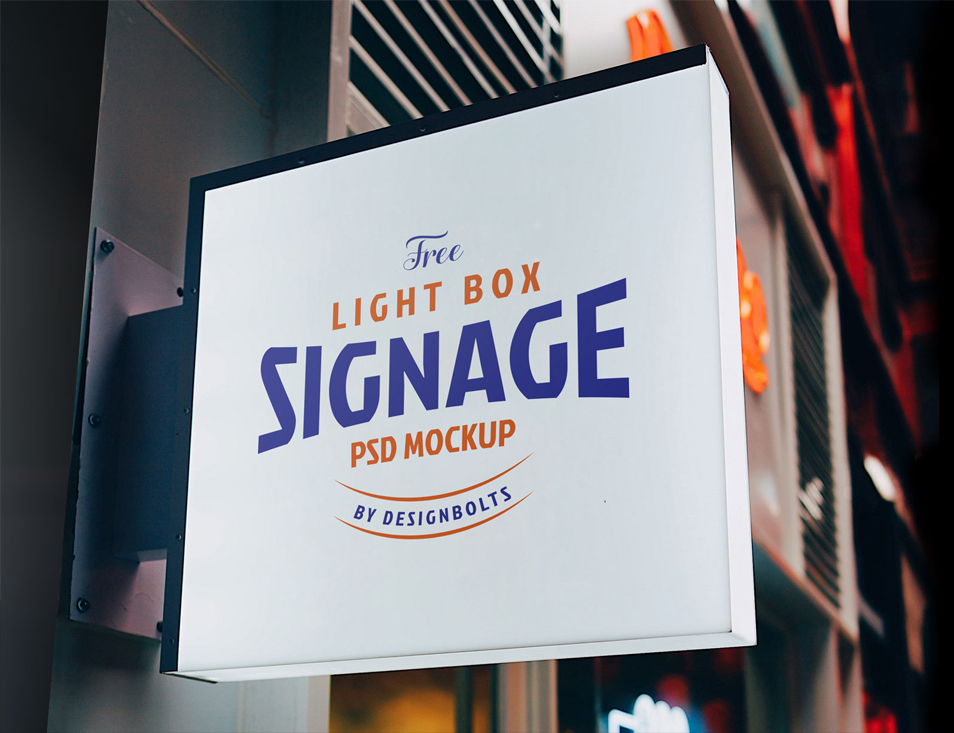 Download Free Light Box Signage Board Mockup PSD » CSS Author
