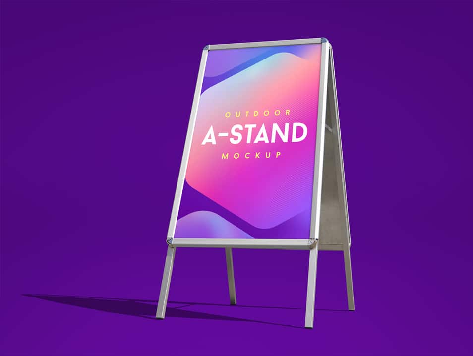Download Free Outdoor Advertising Foldable A-Stand Mockup PSD » CSS ...