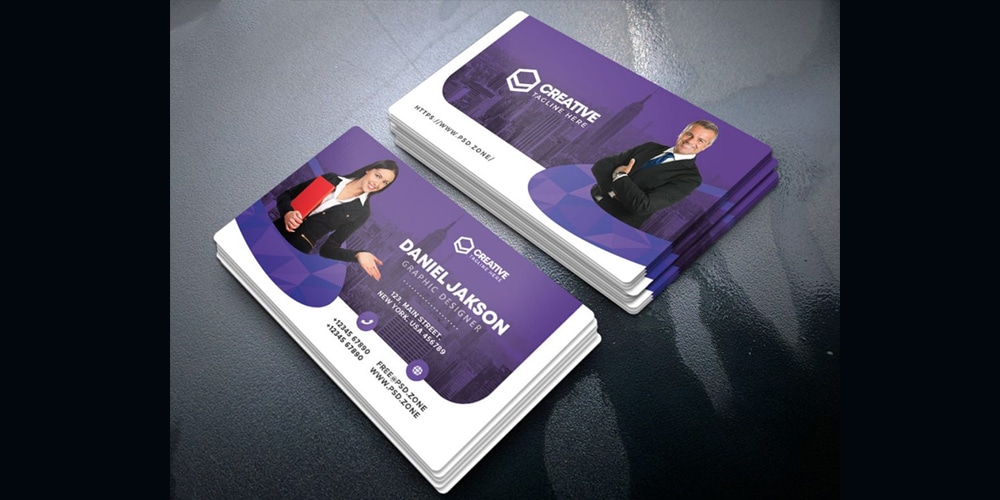 Horizontal Corporate Business Card Template PSD