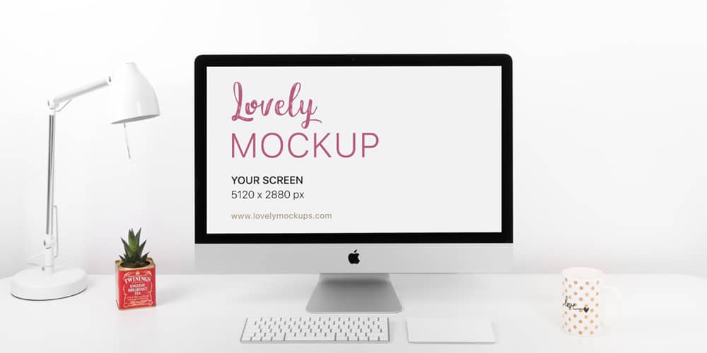 iMac Mockup On Clean White Desk