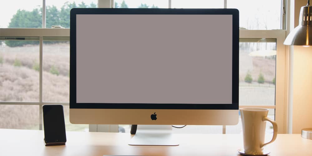 iMac Mockup in Workspace Template PSD