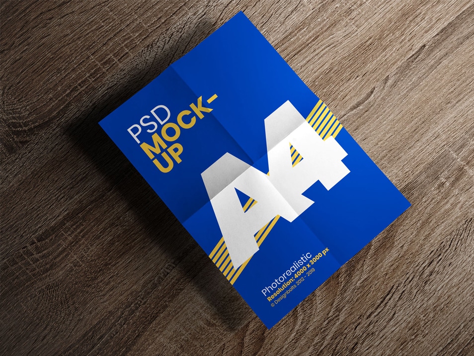 Download Free Folded A4 Size Flyer / Poster Mockup PSD » CSS Author