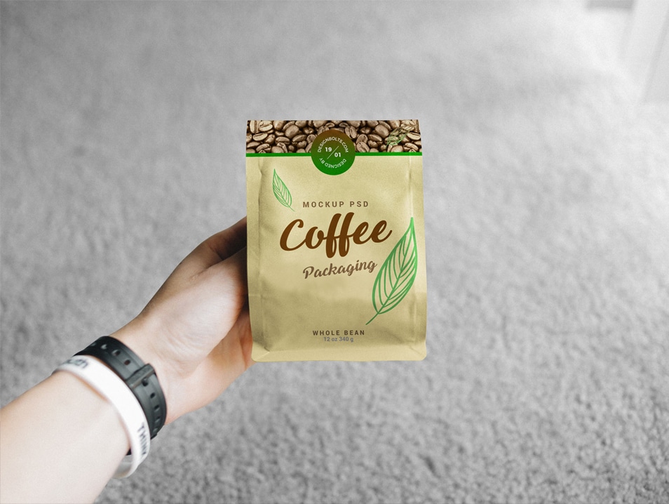 Download Free Hand Holding Coffee Bag Packaging Mockup PSD » CSS Author